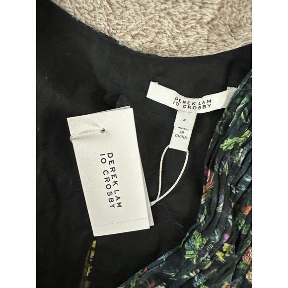 Derek Lam 10 Crosby Black Ruched Pleated Silk Mini Dress Size 4 New - Picture 10 of 14